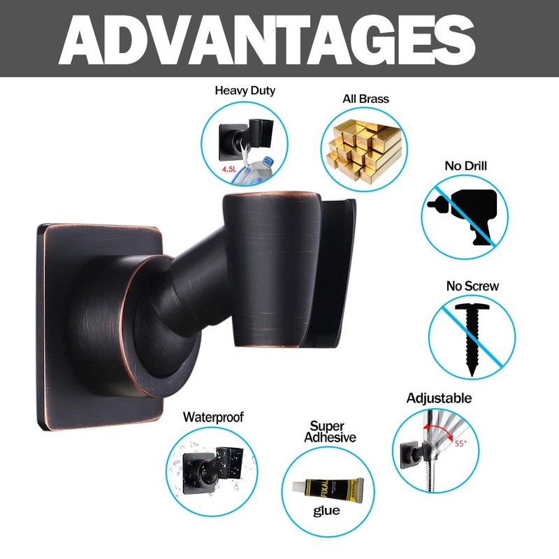 Shower Head Holder Adjustable Handheld Shower Head Bracket Adhesive Shower