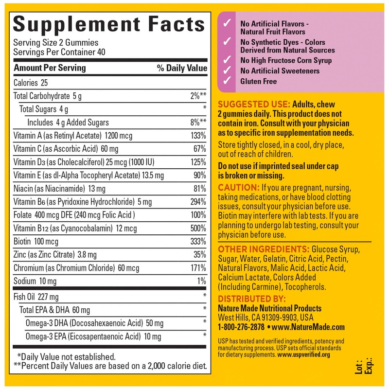 Nature Made Womens Gummy Multivitamins with Omega-3, Multivitamin for Women