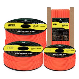 Kamu Synber Paracord 2mm 3 Strands 15M 100% Nylon Rope Type I Parachute Cord for Craft, Outdoor, DIY, Camping | Support 90kg | Neon Orange