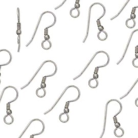 Bedazzlinbeads 4 Antique Silver Ball Coil Fishhook Hook Earring Findings w/ Loop Plated Copper