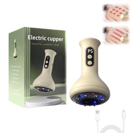 HASAIKA® Cupping Therapy Device, Electric Cupping Set, Electric Guasha Device, Suction Power Adjustable in 9 Positions, to Reduce Muscle Soreness (Beige)