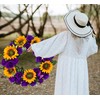 SUHOOKOO Cemetery Wreaths for Grave Decoration,Golden Sunflower and Purple Rose,