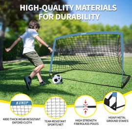 2 Set Kids Soccer Goals for Backyard with Training Equipment, 6x4 ft Portable Foldable Practice Nets with Ball, Dice & Mat, Cones, Air Pump and Carry Bag for Toddler Youth Outdoor Sports Game