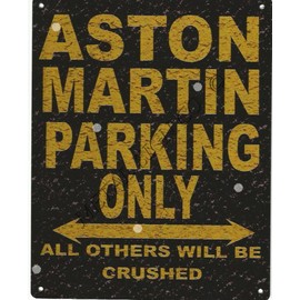 TRACY'S SIGNS 8X10in ASTON MARTIN PARKING SIGN RUSTIC STYLE 8x10in 20x25cm CAR SHED TIN GARAGE WORKSHOP WALL ART
