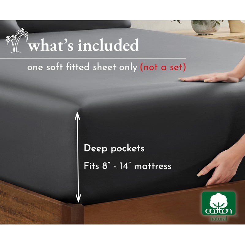 California Design Den Soft 100% Cotton Fitted Sheet Double Size,