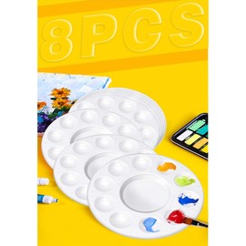 WNATN Paint Tray Palettes, Plastic White Palettes for Kids & Students,Paint Tray for Art Class,Craft DIY or Have a Birthday Painting Party-8pcs