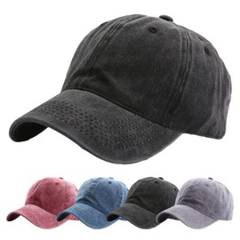 EDOTON Baseball Cap Women's Outdoor Baseball Cap Classic Adjustable Planit Hat Sport Leisure Summer Cap Sun Hat Sports Travel Outdoor Caps Hats, Washed Black