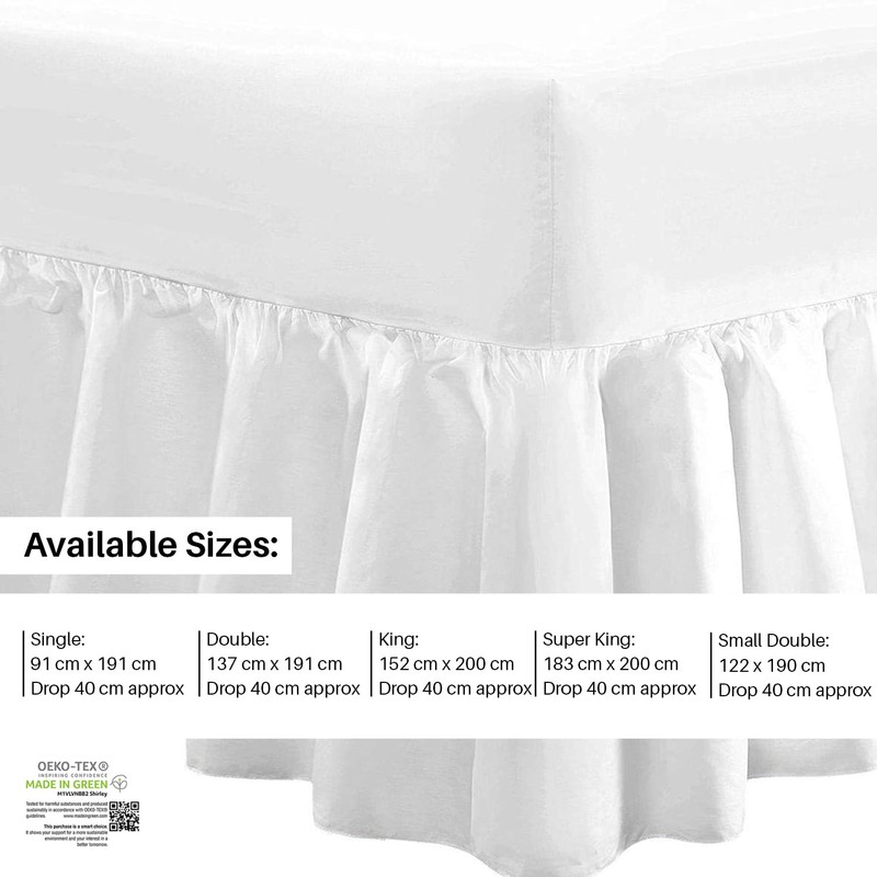 DTEX HOMES Luxury Polycotton Extra Deep Frilled Valance Fitted Sheets,