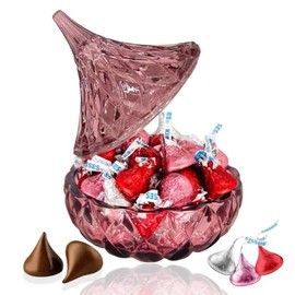 HERSHEY KISSES Valentine's Day Chocolate with Jar (1 COUNT, Valentine's Day PINK)