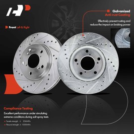 A-Premium Front and Rear Drilled and Slotted Disc Brake Rotors Compatible with Select Honda Models - Odyssey 2005 2006 2007 2008 2009 2010, 4-PC Set
