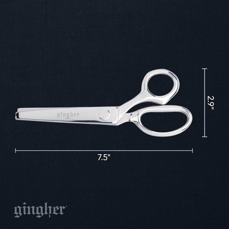 Gingher 7.5" Pinking Shears, Zigzag Blades Prevent Fraying, Chrome Plated
