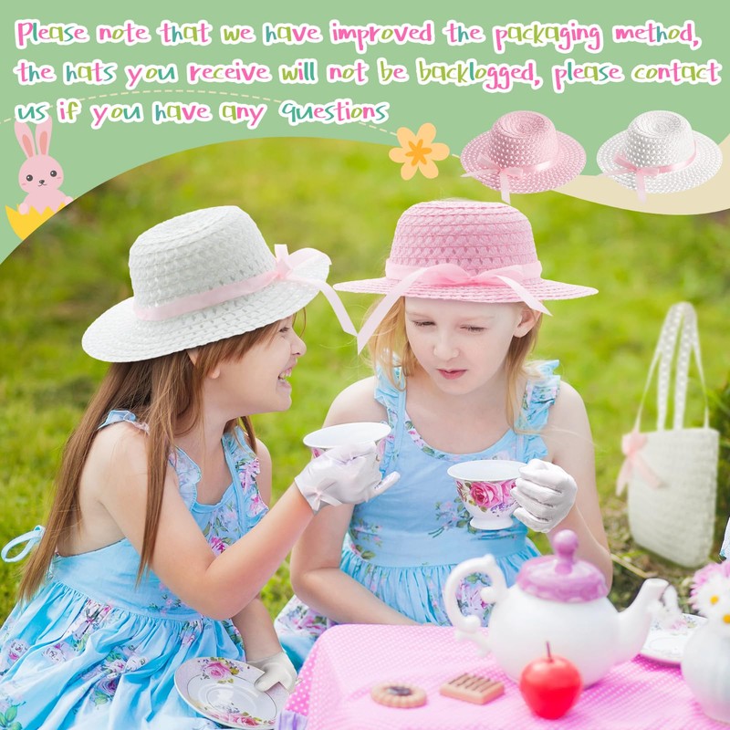 Zhanmai 6 Pcs Girls Tea Party Hats Accessories Set Kids