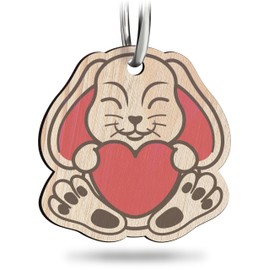 Hase Geschenk - Hase Schlüsselanhänger handgemacht aus Holz, Glücksbringer, Hasenmotiv, Geschenkidee mit Hasenmotiv, Süßer Schutzengel, Tier Deko