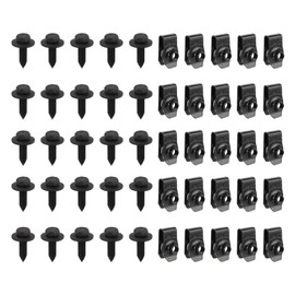 MOTOALL 50PCS 1/4 Body Bolts & U-Nut Clips Engine Under Cover Splash Shield Guard Body Bolts Fender Bolts, Engine Splash Shield Bolts Hardware Kit (25 Bolts + 25 Clips)
