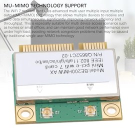 Tarjeta Mini PCI E WiFi 7, 8774Mbps 2 Bandas 2.4G 5G Tarjeta de Red Inalámbrica Gigabit Mini Adaptador WiFi de Interfaz PCIE con Bluetooth 5.4 BE200HMW para PC (Sin antena)