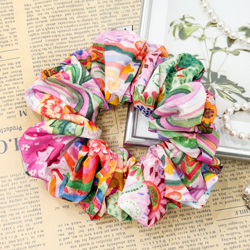 Burnaby Pink Tropical Point Scrunchie / 버나비 핑크 트로피컬 포인트