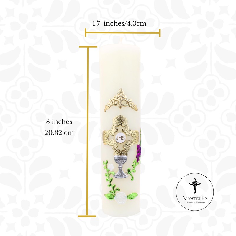 Authenthic First Communion Candle Made by Mexican Artisans at La