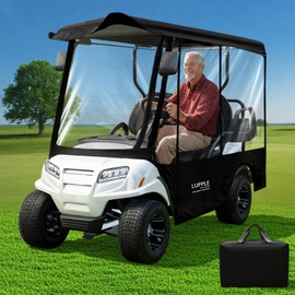 4 Passenger Golf Cart Enclosure for Club Car Precedent 94.5" Extended Roof, 600D Waterproof & Windproof Rain Cover with 4 Sided Clear PVC Window, All-Weather Protection Winter Driving Shelter (Black)