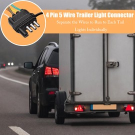 lymthiub 4 Pin 5 Wire Trailer Wiring Harness 22FT Wishbond Trailer Light Kit 4 Way Flat 5 Wire Trailer Plug with Nylon Net Tube Protection for Rewiring Trailer Both-Side Taillights
