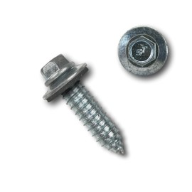 EAGLE 1 Metal Roofing Screws: #17 Metal Building Screws (250-Count),Oversized Diameter, Sharp Tip, EPDM Washer/Includes 5/16" Magnetic Hex Bit Driver (1", 250)