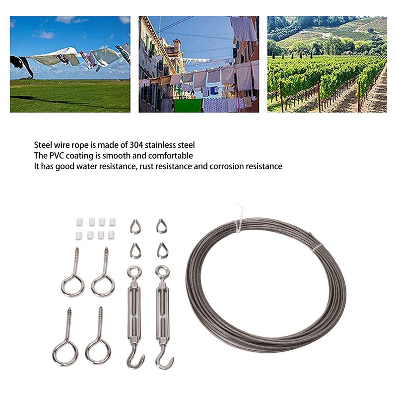Strings Light Hanging Kit Stainless Steel PVC Coating Turnbuckle Wire