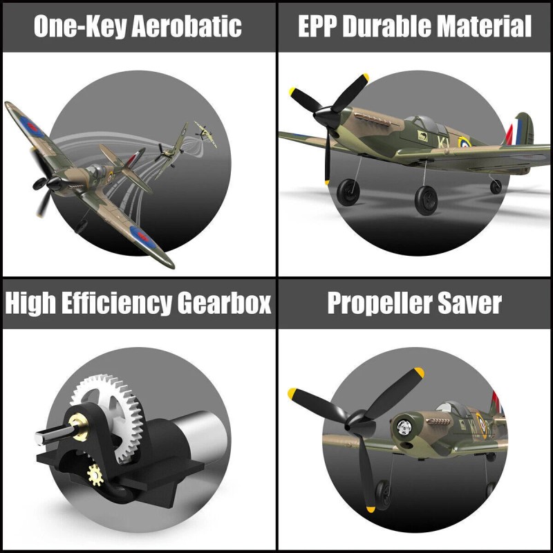 Volantex USA Spitfire WarBird 2.4GHz 4CH RC Airplane 6-Axis Gyro