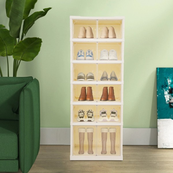 Unbranded 6 Tier Foldable Shoe Rack Organizer Plastic Collapsible Shoe
