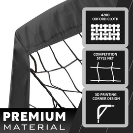 RUNBOW 9x5 ft Portable Kids Soccer Goal for Backyard Adult Junior Large Practice Soccer Net with Carry Bag (9x5ft, Black, 1 Pack)