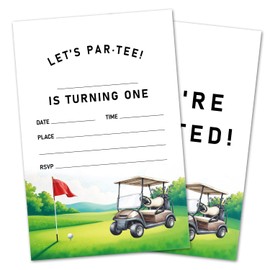 Let's Par-Tee Birthday Invitations, Golf Party Invitations, 20 Double-Sided Fill In Invitation with Envelopes for Adults Teens, Invitations Cards for Adults Birthday Party Decorations Favor - 16