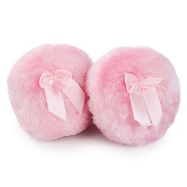 2 Pcs Large Powder Puff 3.9 Inch Fluffy Body Powder Puff with Ribbon Bow for Loose Powder Body Powder Face Powder Makeup (Pink)
