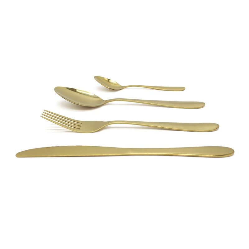 Glim&Glam Stainless Steel Cutlery Sets 16piece Set Gold Light Weight