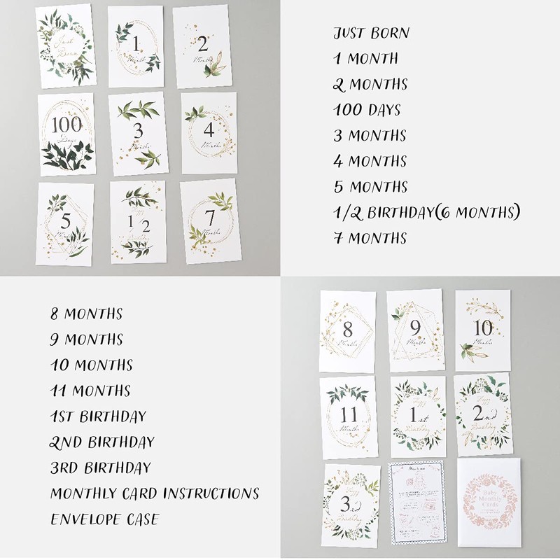 Baby Monthly Cards Green Age Cards