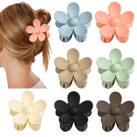 Flower Claw Clip 7 PCS Claw Clips, Hair Clips for Women Non Slip for Thick Hair Women Girls Gifts, 7 Colors