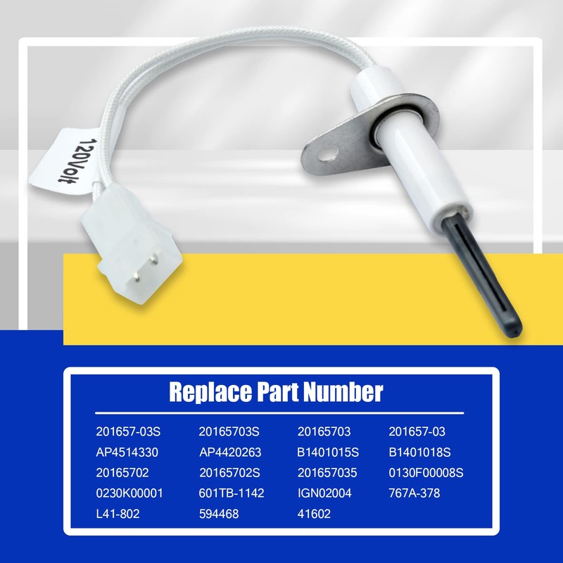 201657-03S Furnace Hot Surface Igniters Upgraded, 120V Nitride Ignitors Compatible