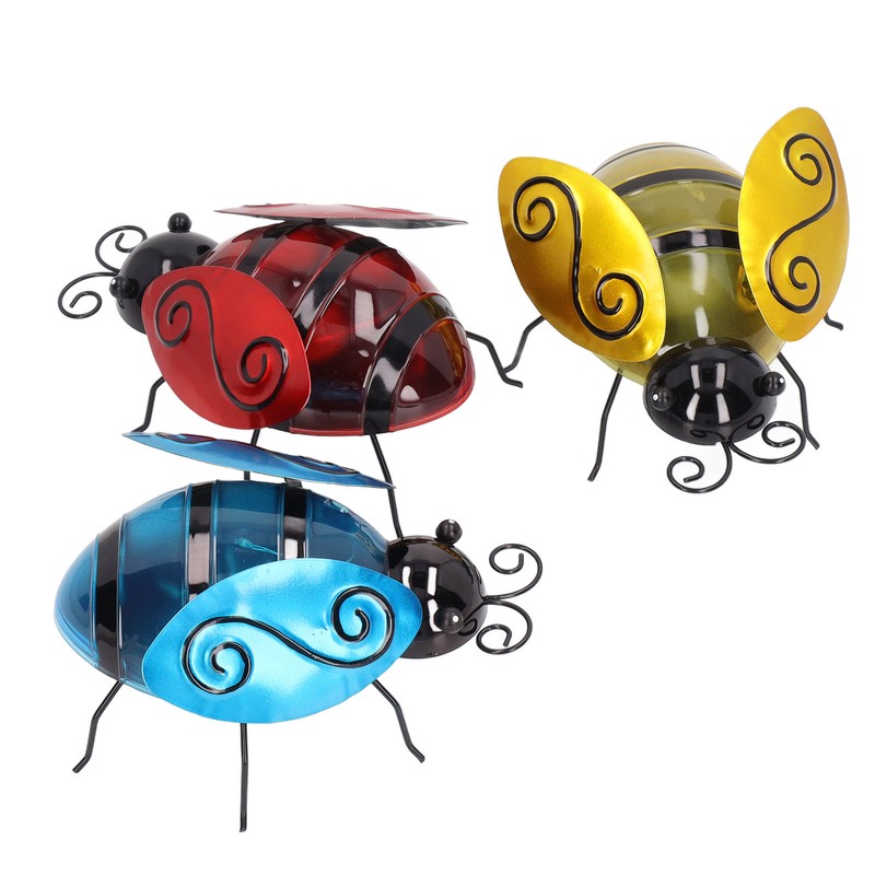 3pcs Solar Bee Lights Cute Innovative Iron Art Solar Powered