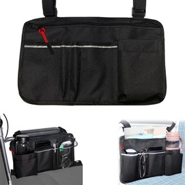 Rollstuhltasche für Armlehne mit Reflektierende Streifen, Rollstuhl Tasche, Rollstuhl Aufbewahrungstasche, Reflektierenden Armlehnentasche für Die Meisten Rollstühle, Rollatoren Oder Rollatoren