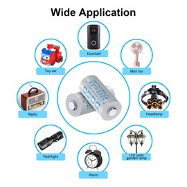 ABCTOY 16340 Rechargeable Battery 2800mAh 3.7V Li-ion Button Top for Headlamp Flashlight (16340 Battery+Charger, 16 Pack)