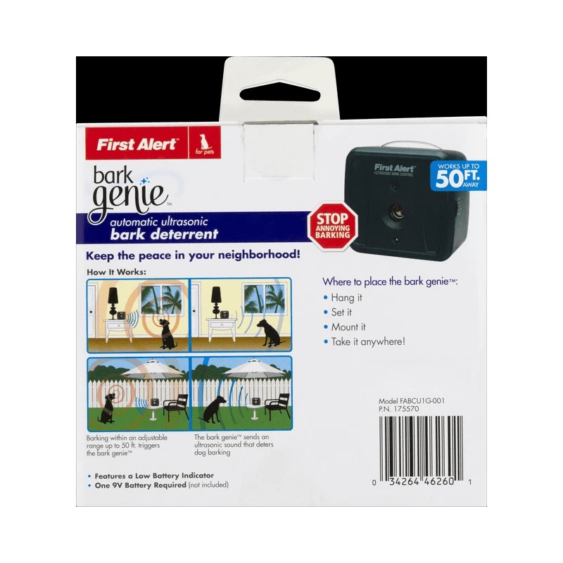 First Alert Bark Genie Automatic Ultrasonic Bark Deterrent Device for