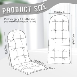 Cethytirko 4 Pack Adirondack Chair Cushion, Waterproof Rocking Chair Cushion - Fade Resistant Patio Furniture Cushions, Thickened Patio Chair Pad for Outdoor and Indoor, 49x20x5 Inch