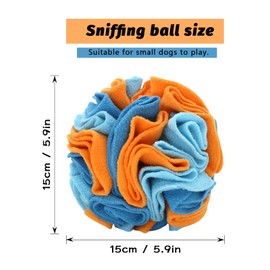 Andiker Dog Snuffle Ball, Interactive Dog Toys Ball Dog Brain Stimulating Puzzle Toys for Small Breed Enrichment Game Feeding Mat Slow Feeder Stress Relief Toy (orange+blue)
