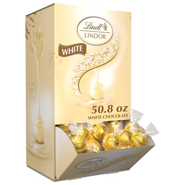 Lindt LINDOR White Chocolate Candy Truffles, Easter Chocolate, 50.8 oz., 120 Count