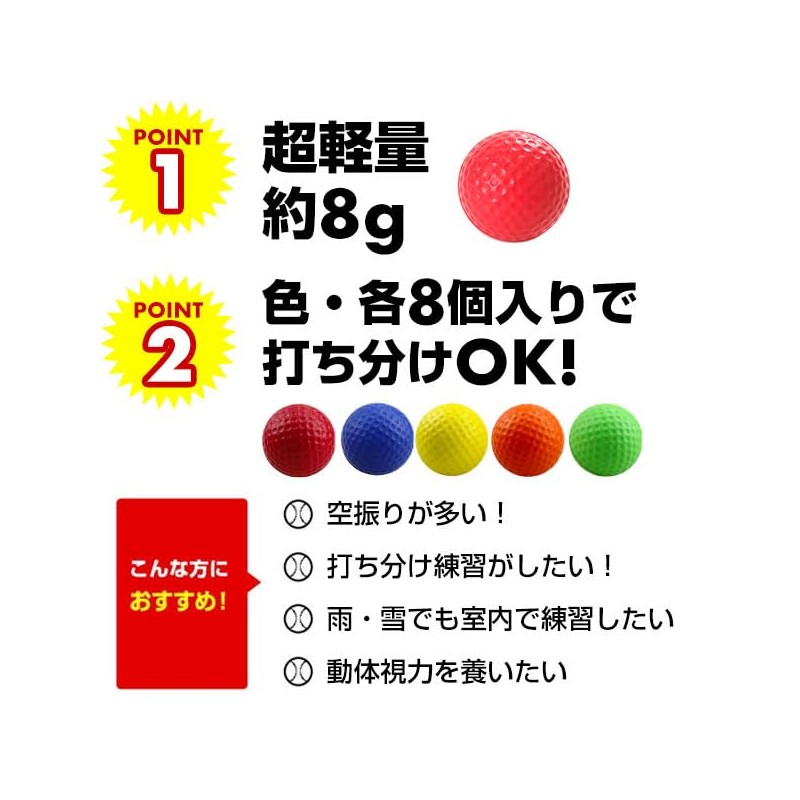 PCBALL-4040 BBCH Baseball Practice Soft & Tactile Mini Color Balls,