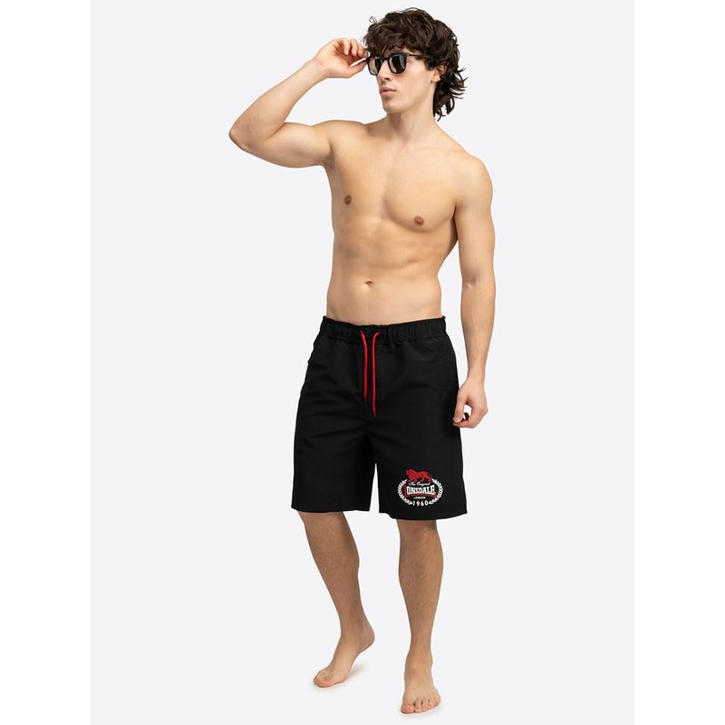 Lonsdale Herren Beachshorts Normale Passform Ventnor, Black/Red/White, S