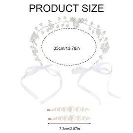Gaodercha 1Pc Blume Kopfstück Stirnband weiße Perle Blume Stirnband und 2pcs Perle Haarnadeln Shell Blumen Haarband mit String Perlen Frau Haar Zubehör für Geburtstag Party Erstkommunion Hochzeit