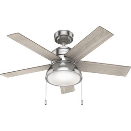 Hunter Fan Company 44 inch Lilliput with LED Light Brushed Nickel - Light Gray Oak