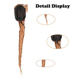 onemily Braided Ponytail Extension 24inch Long Braid Synthetic Drawstring Ponytail Braid Hair Extension Natural Soft Hair Piece for Women Daily Wear