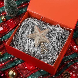 BoxSkivra 4 OZ Silver Crinkle Paper Shredded Paper for Gift baskets Filler Paper Shred for Gift Wrapping Crinkle Cut Paper Shred Filler for Easter Basket Grass, Christmas, Birthday, Mother's Day