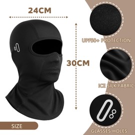 THXFUNAREA Winter Balaclava, Windproof, Warm Balaclava for Outdoor Sports, Cycling, Snowboarding, Skiing, Motorcycling, Breathable Ski Mask for Men and Women, with Glasses Hole, Black, a