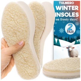 2 Pairs of Lambskin Insoles, Heat Insoles for Shoes, Warm Insoles, Fur Insoles, Shoes, Thermal Soles Made of Wool and Latex Foam, Winter Soles - TULMERO Size 37