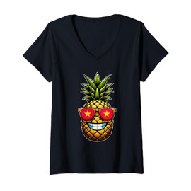 Womens Travel Must Have Vietnam Backpacking Souvenir Funny Pineapple V-Neck T-Shirt